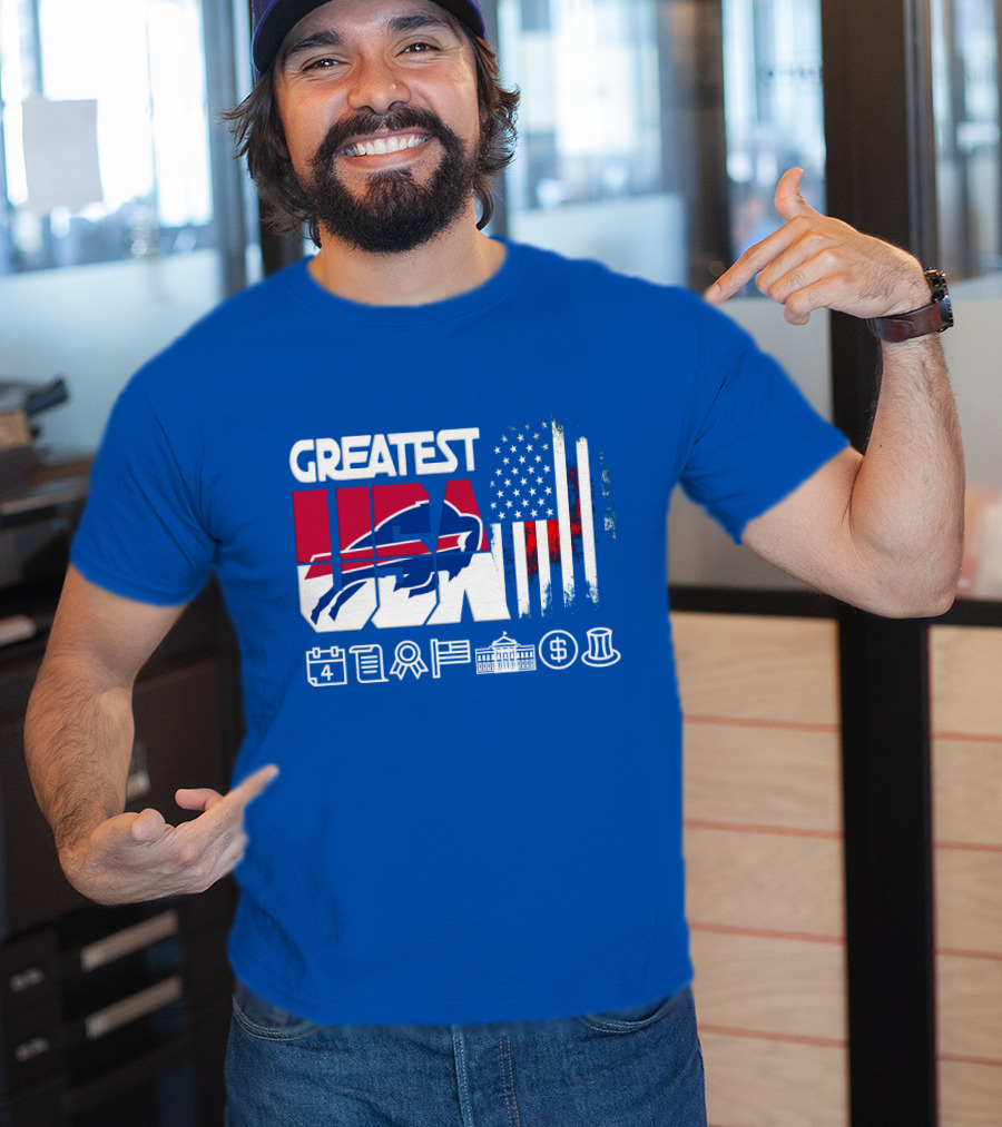 Greatest Usa Bills American Flag Football Icons T-Shirt