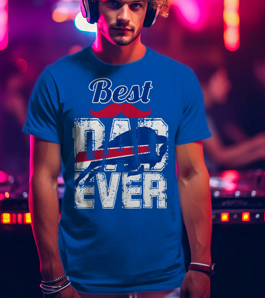 Best Dad Ever Buffalo Football Fan Mustache T-Shirt