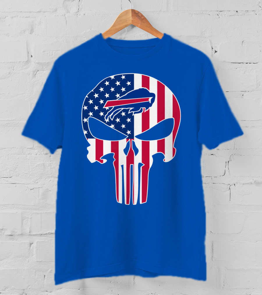 Buffalo Bills American Flag Skull T-Shirt