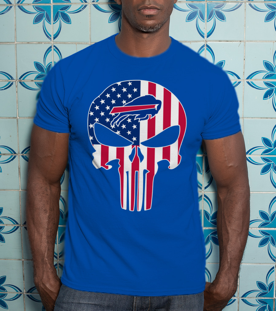 Buffalo Bills American Flag Skull T-Shirt