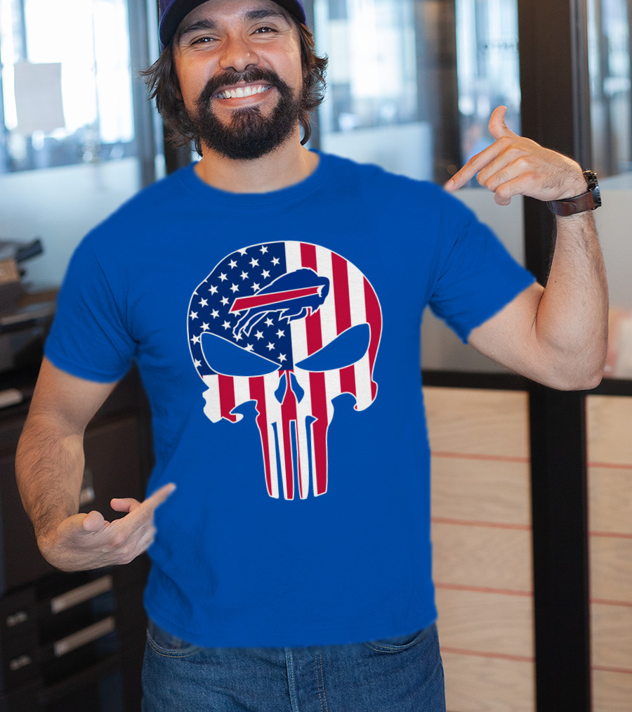 Buffalo Bills American Flag Skull T-Shirt
