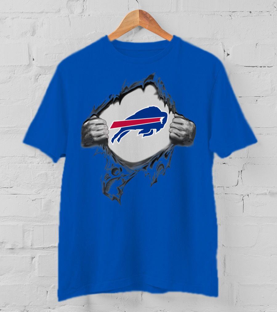 Buffalo Bills Superhero Buffalo Logo Peeking Through T-Shirt