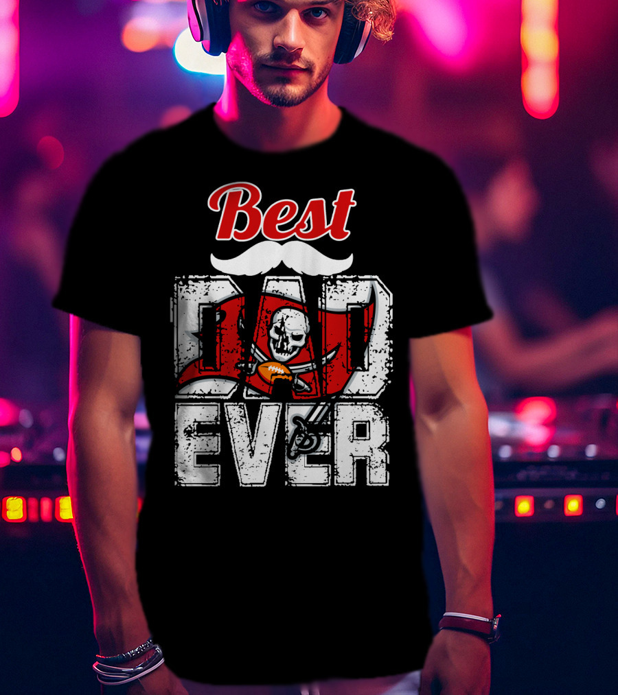 Best Dad Ever Buccaneers Football Skull Flag T-Shirt