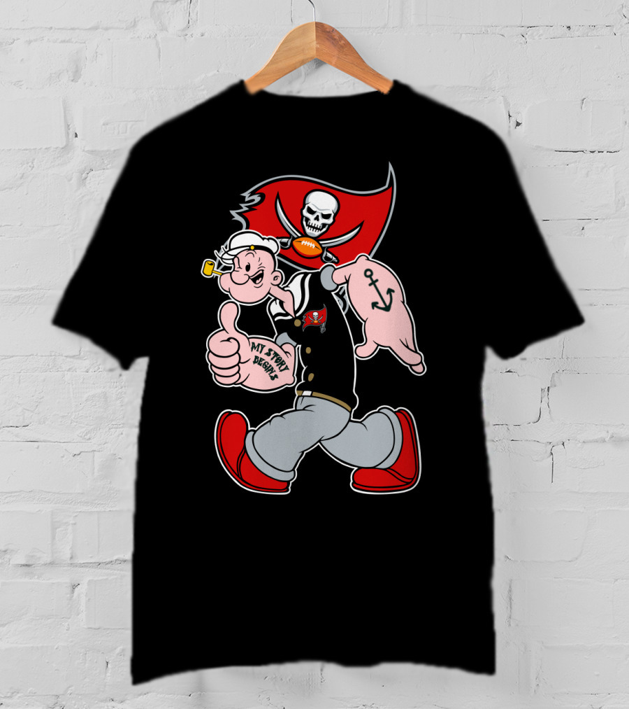 Buccaneers Pirate Popeye My Spicy Delight Skull Flag Football Anchor T-Shirt