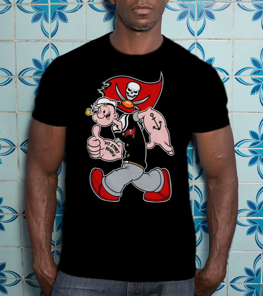 Buccaneers Pirate Popeye My Spicy Delight Skull Flag Football Anchor T-Shirt
