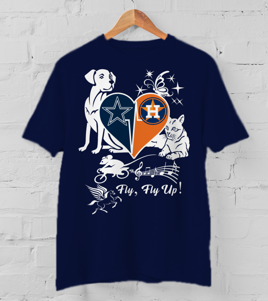 Cowboys Astros Heart Fly Fly Up Music Stars Butterfly Pegasus Dog Cat Mouse T-Shirt