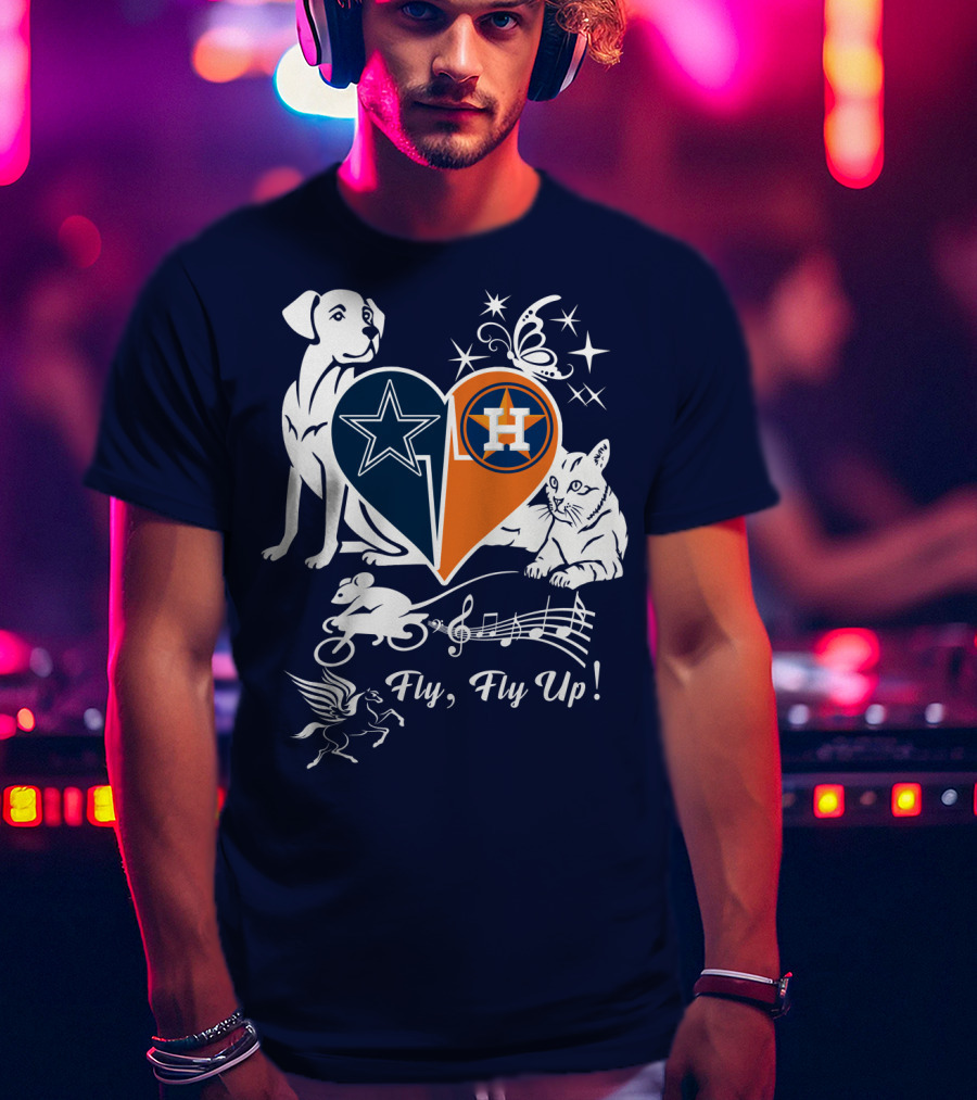 Cowboys Astros Heart Fly Fly Up Music Stars Butterfly Pegasus Dog Cat Mouse T-Shirt