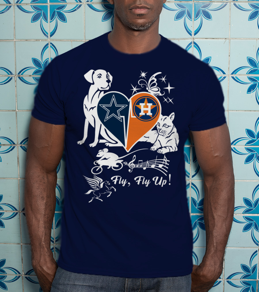 Cowboys Astros Heart Fly Fly Up Music Stars Butterfly Pegasus Dog Cat Mouse T-Shirt