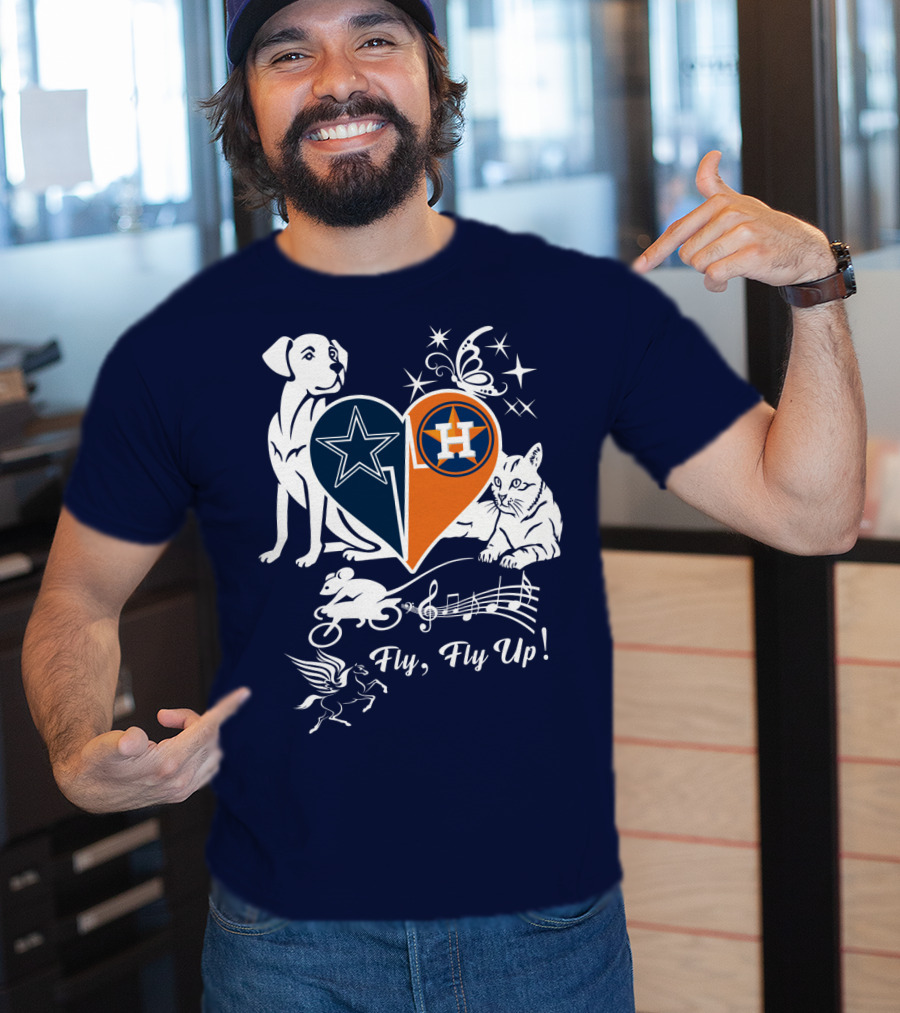 Cowboys Astros Heart Fly Fly Up Music Stars Butterfly Pegasus Dog Cat Mouse T-Shirt