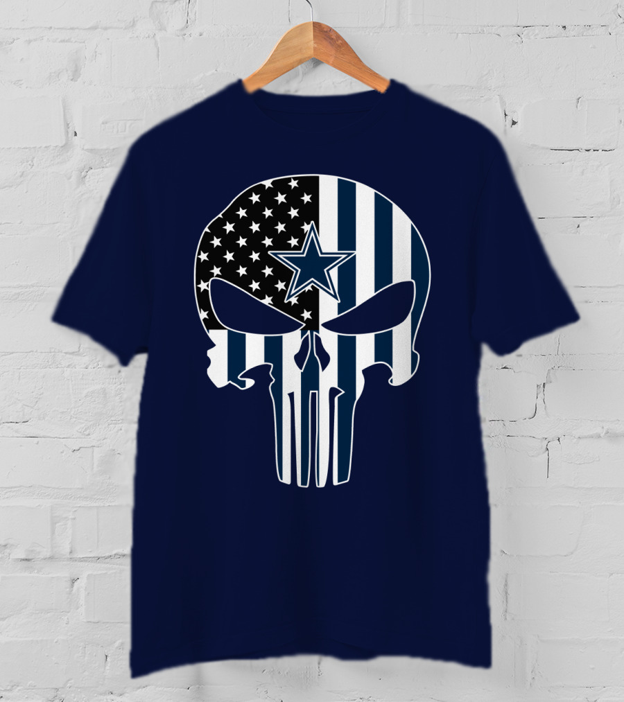 Cowboys Skull With Star And American Flag T-Shirt