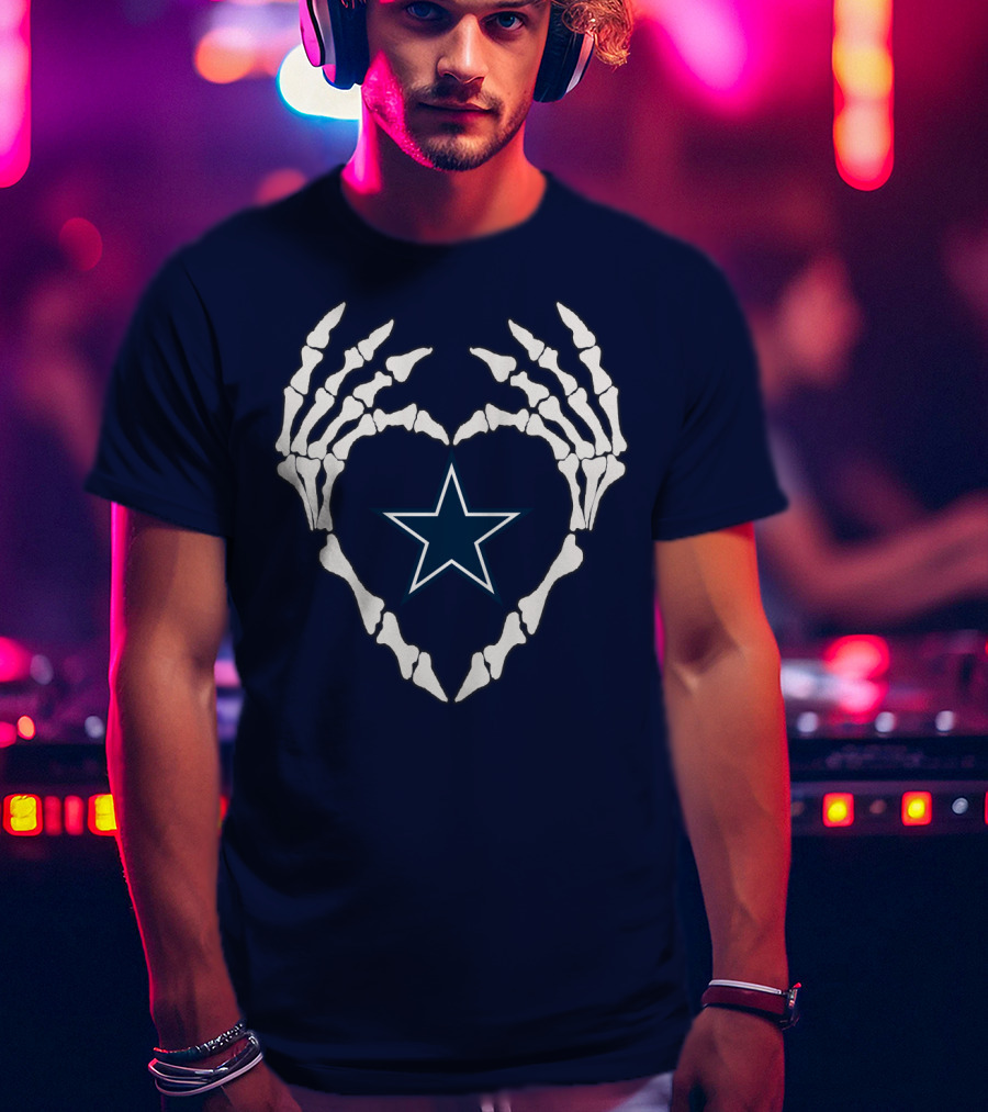 Cowboys Skeleton Hands Heart Star T-Shirt