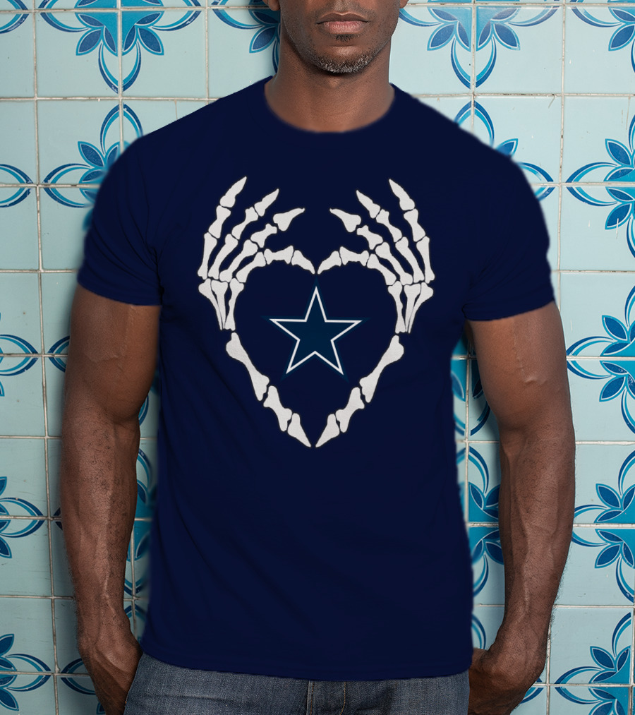 Cowboys Skeleton Hands Heart Star T-Shirt
