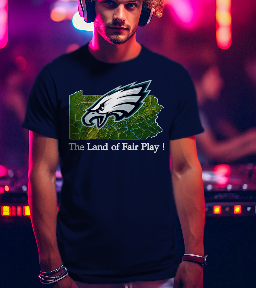 Philadelphia Eagles The Land Of Fair Play Pennsylvania Map T-Shirt