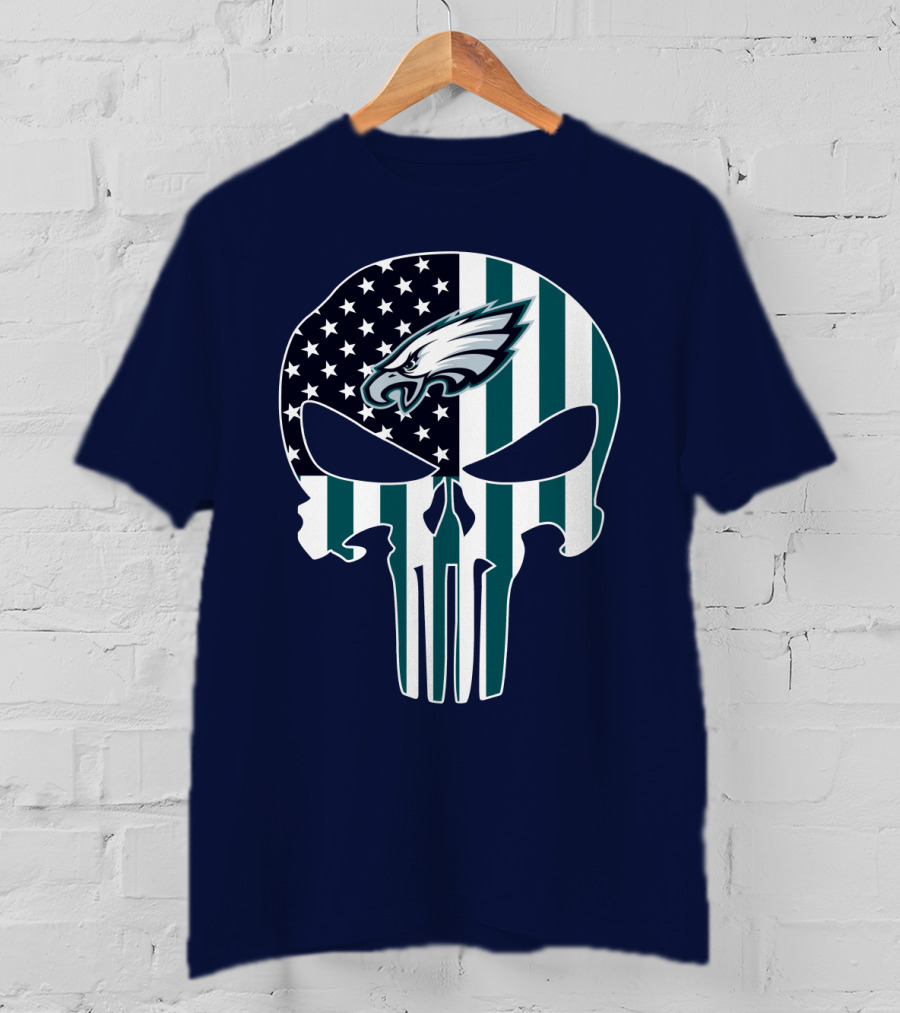 Philadelphia Eagles American Flag Punisher Skull T-Shirt