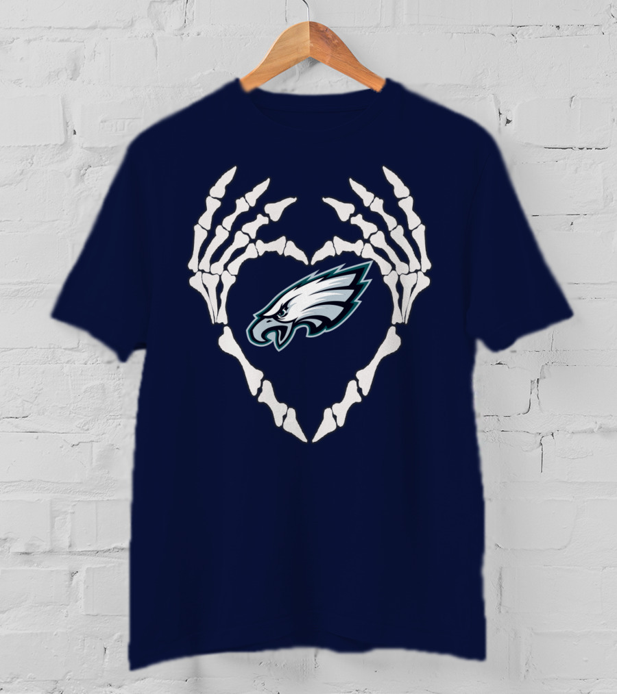 Eagles Logo Skeletal Heart Shape T-Shirt