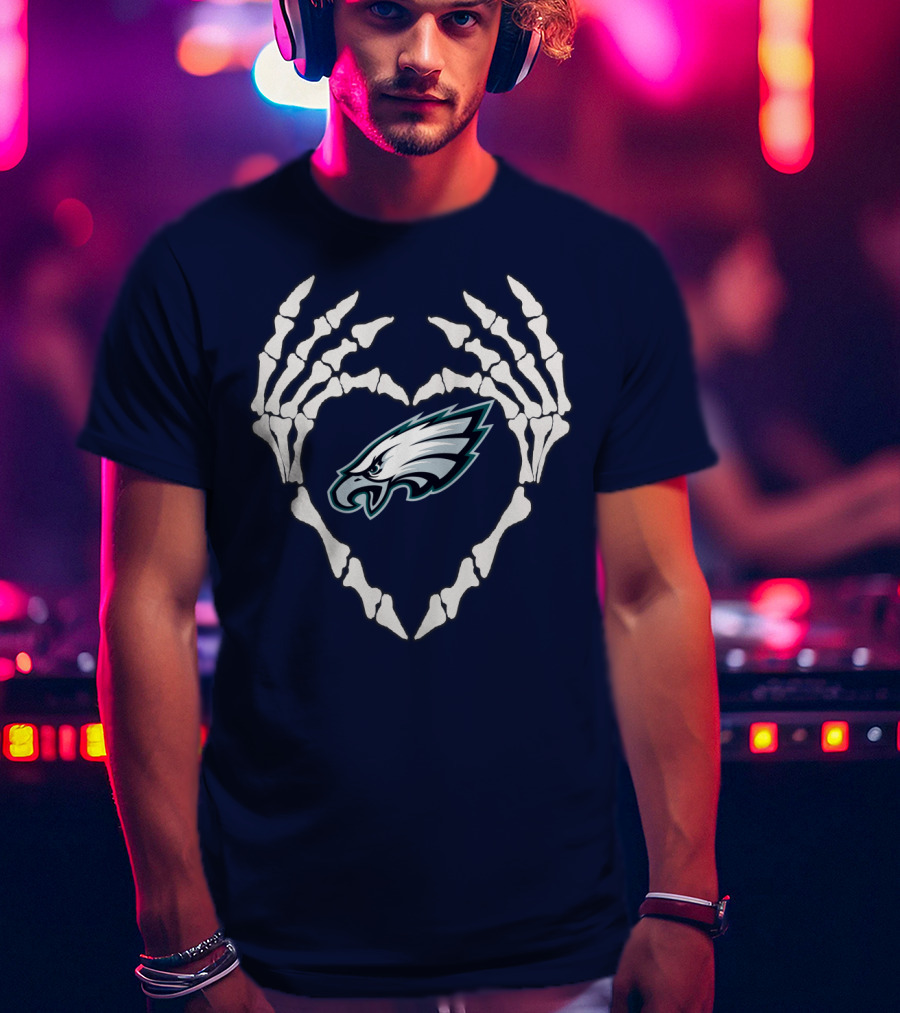 Eagles Logo Skeletal Heart Shape T-Shirt