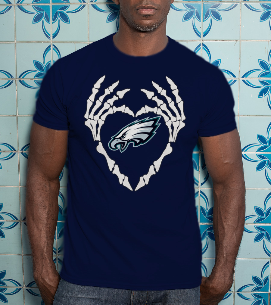 Eagles Logo Skeletal Heart Shape T-Shirt