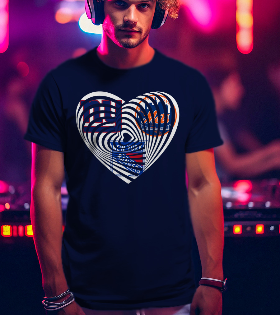 New York Giants Mets Rangers Heart T-Shirt