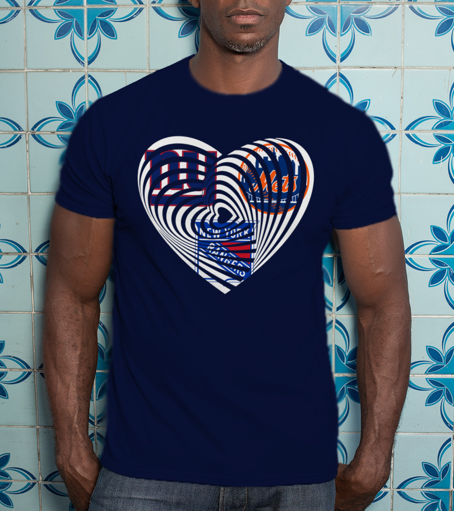 New York Giants Mets Rangers Heart T-Shirt