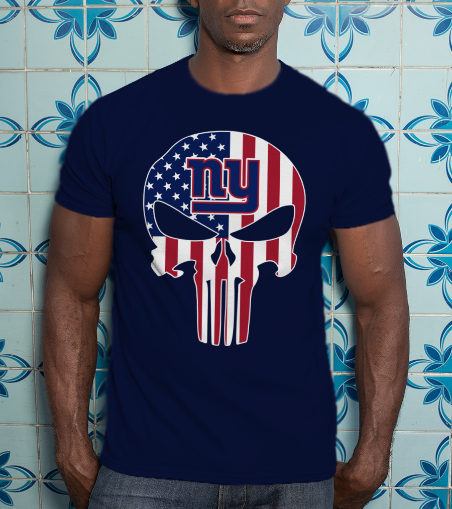 Ny Giants American Flag Punisher Skull T-Shirt