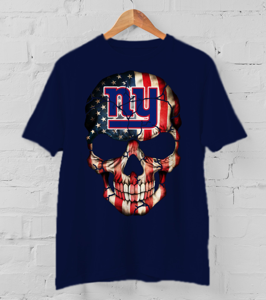 Ny Giants American Flag Skull T-Shirt