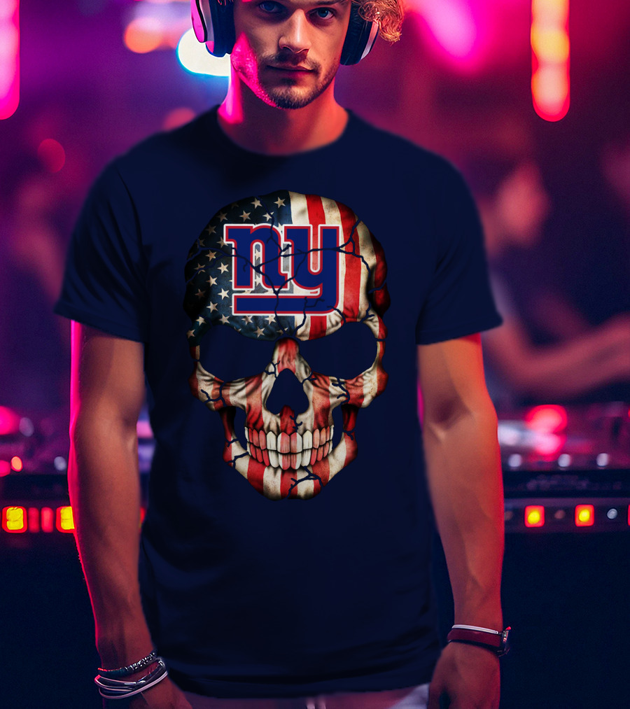 Ny Giants American Flag Skull T-Shirt