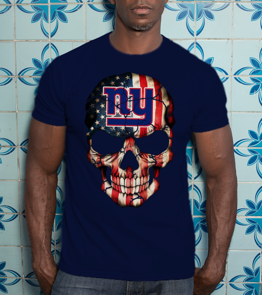 Ny Giants American Flag Skull T-Shirt