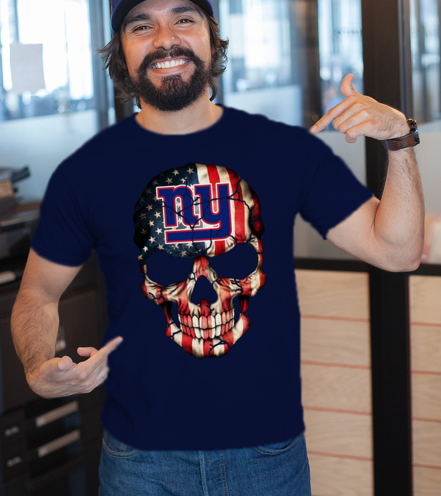 Ny Giants American Flag Skull T-Shirt