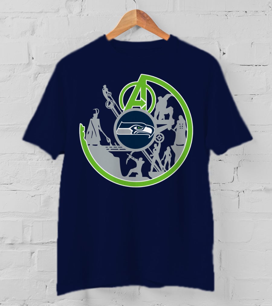 Seahawks Avengers Crossover Logo Silhouettes T-Shirt