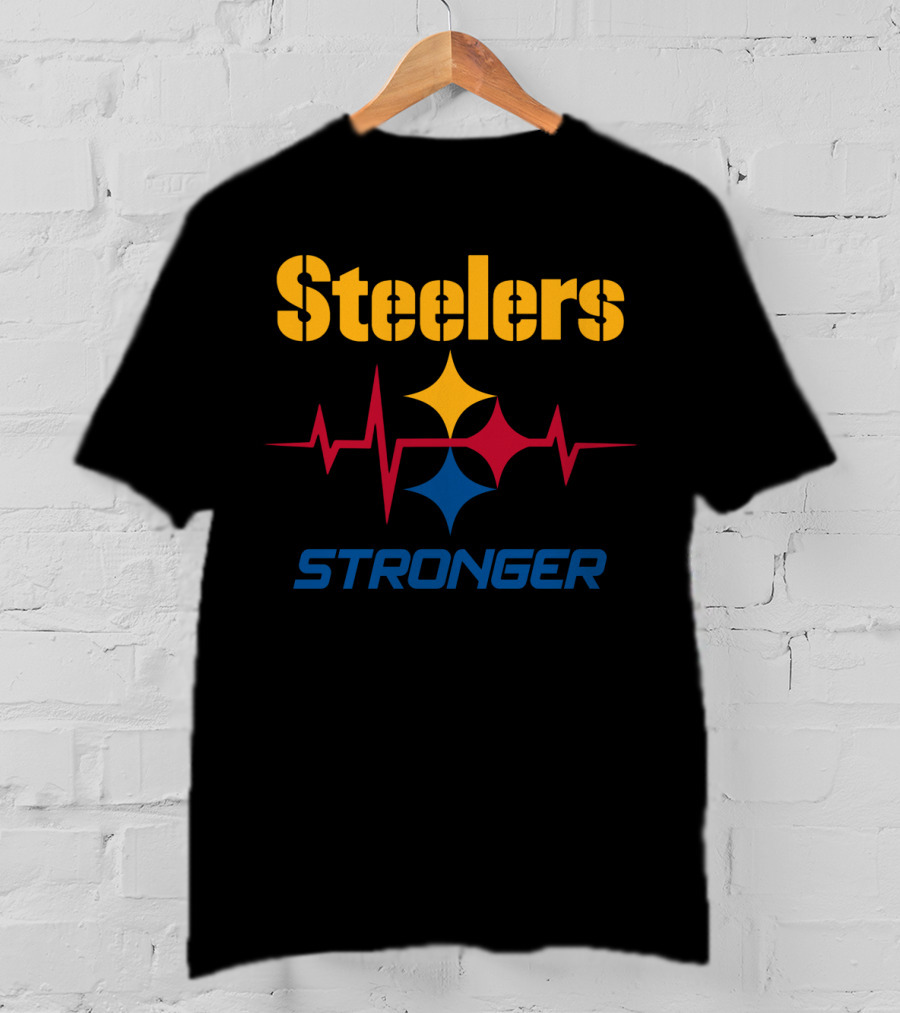 Steelers Stronger With Heartbeat And Iconic Star T-Shirt