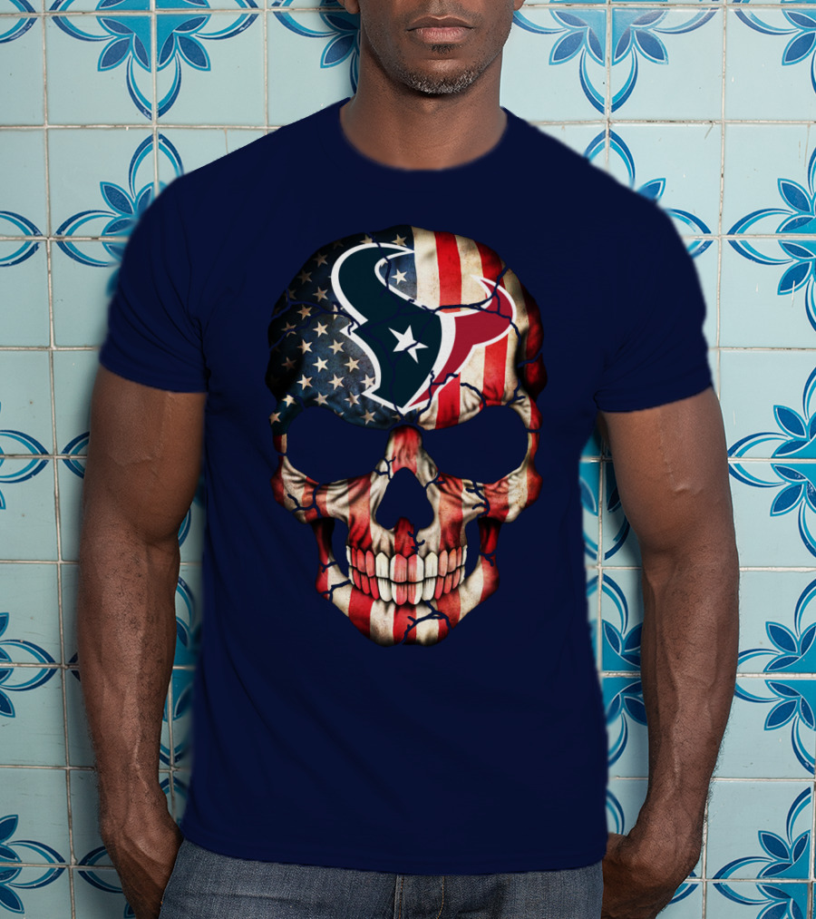Texans Skull American Flag T-Shirt