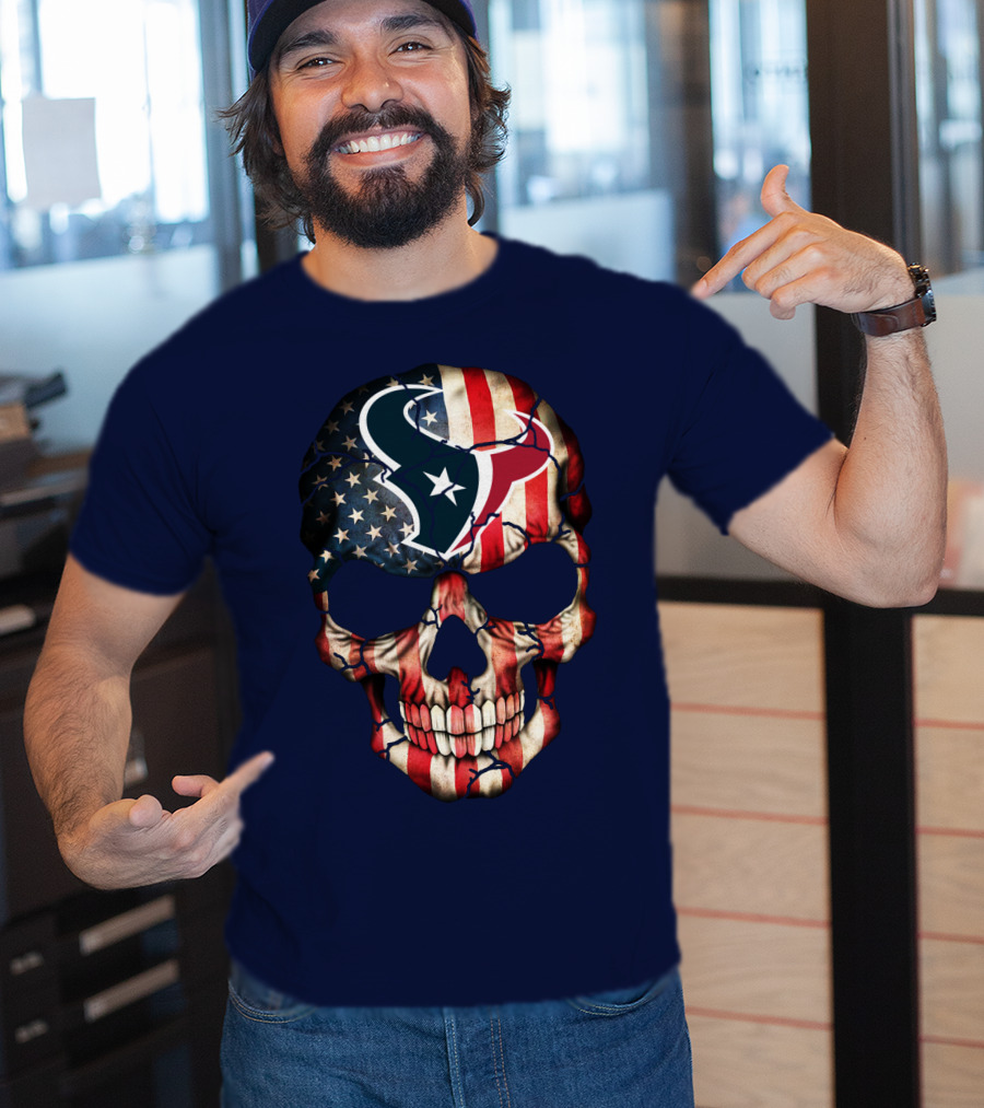 Texans Skull American Flag T-Shirt