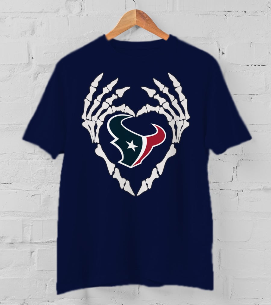 Texans Skeleton Hands Heart T-Shirt