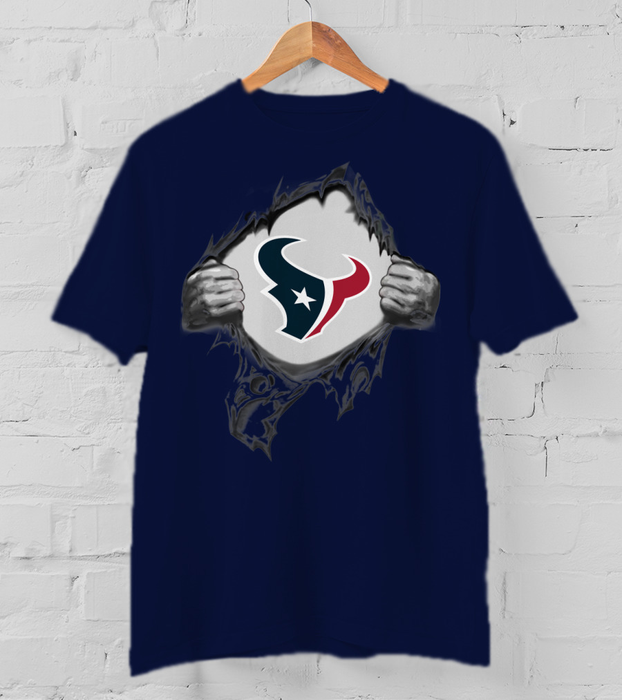 Texans Strong Bull Logo Rip Patriots T-Shirt