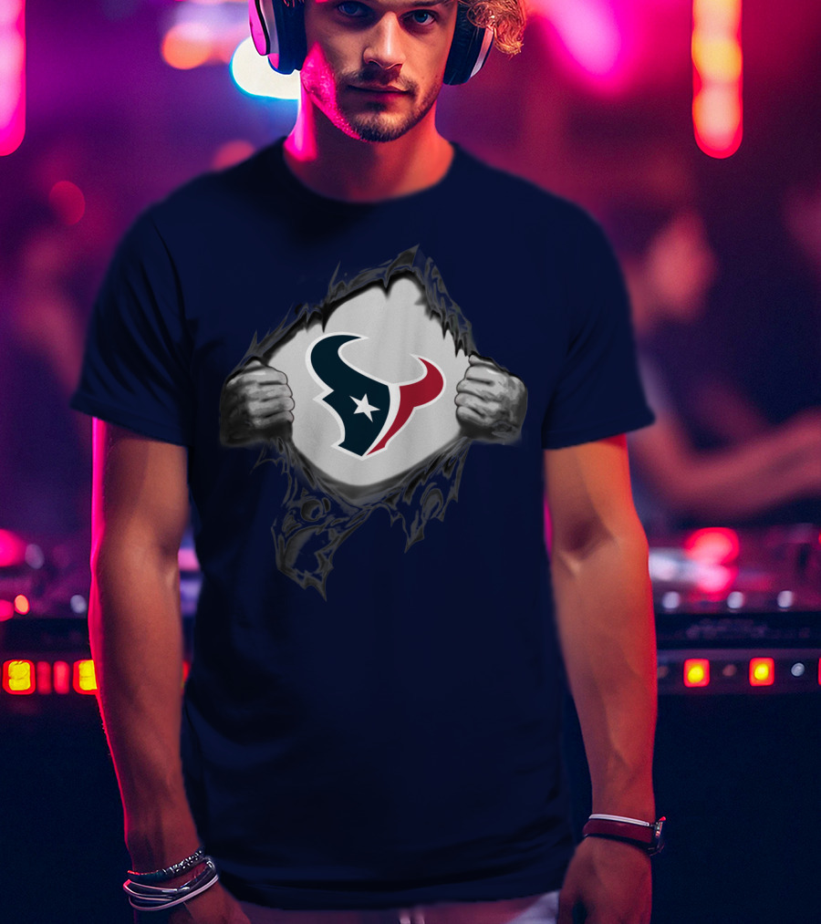 Texans Strong Bull Logo Rip Patriots T-Shirt