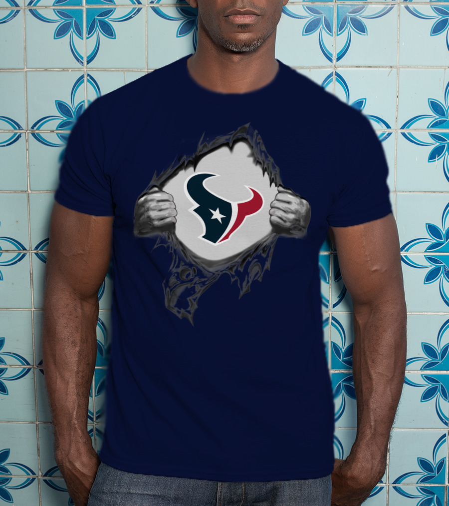 Texans Strong Bull Logo Rip Patriots T-Shirt