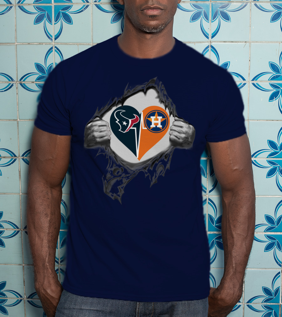 Texans Astros Heart Logo Fusion T-Shirt