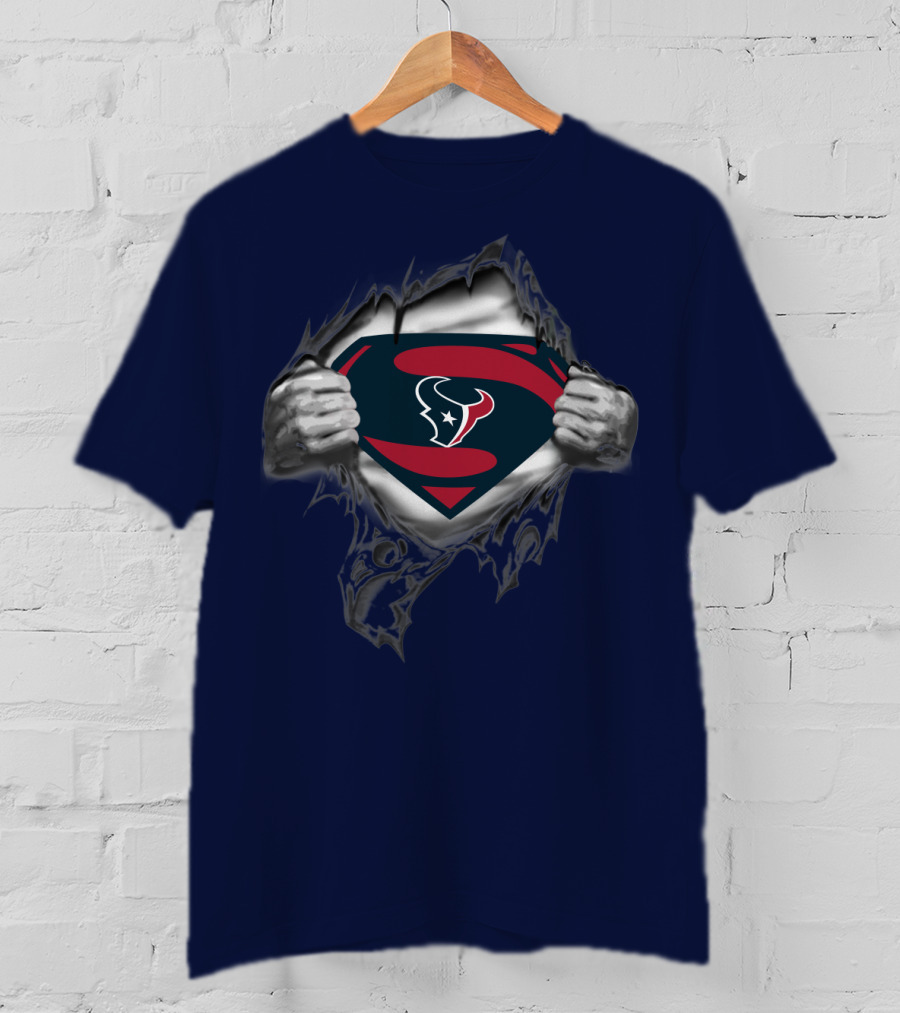 Texans Superhero Logo Rip T-Shirt