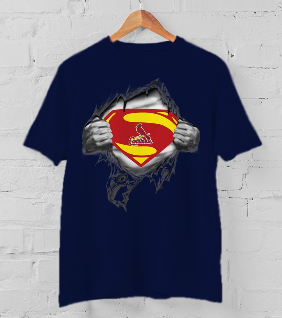 Superman St. Louis Cardinals Fan Emblem Tear T-Shirt