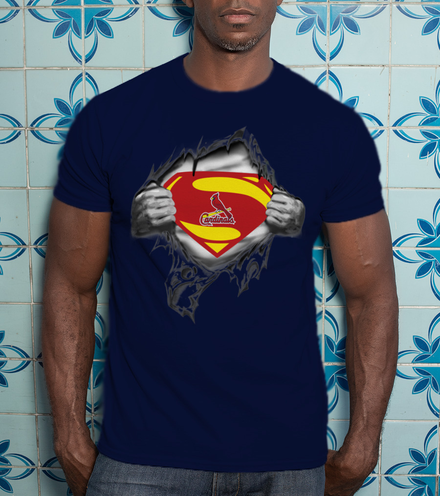 Superman St. Louis Cardinals Fan Emblem Tear T-Shirt