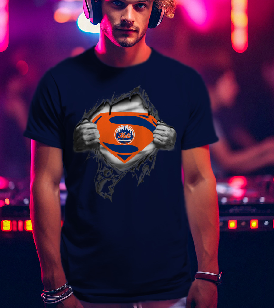 Superman Shield Style New York Mets T-Shirt