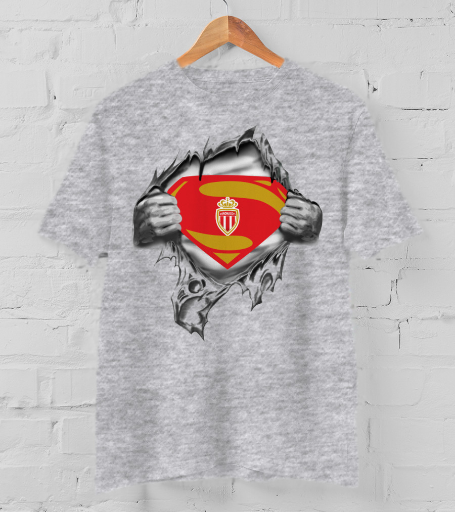 As Monaco Superman Shield Logo Hands Ripping T-Shirt