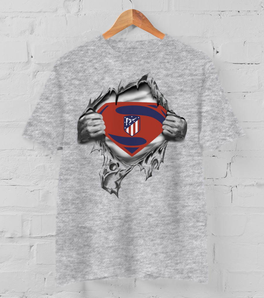 Atletico Madrid Superman Shield Logo Fusion T-Shirt