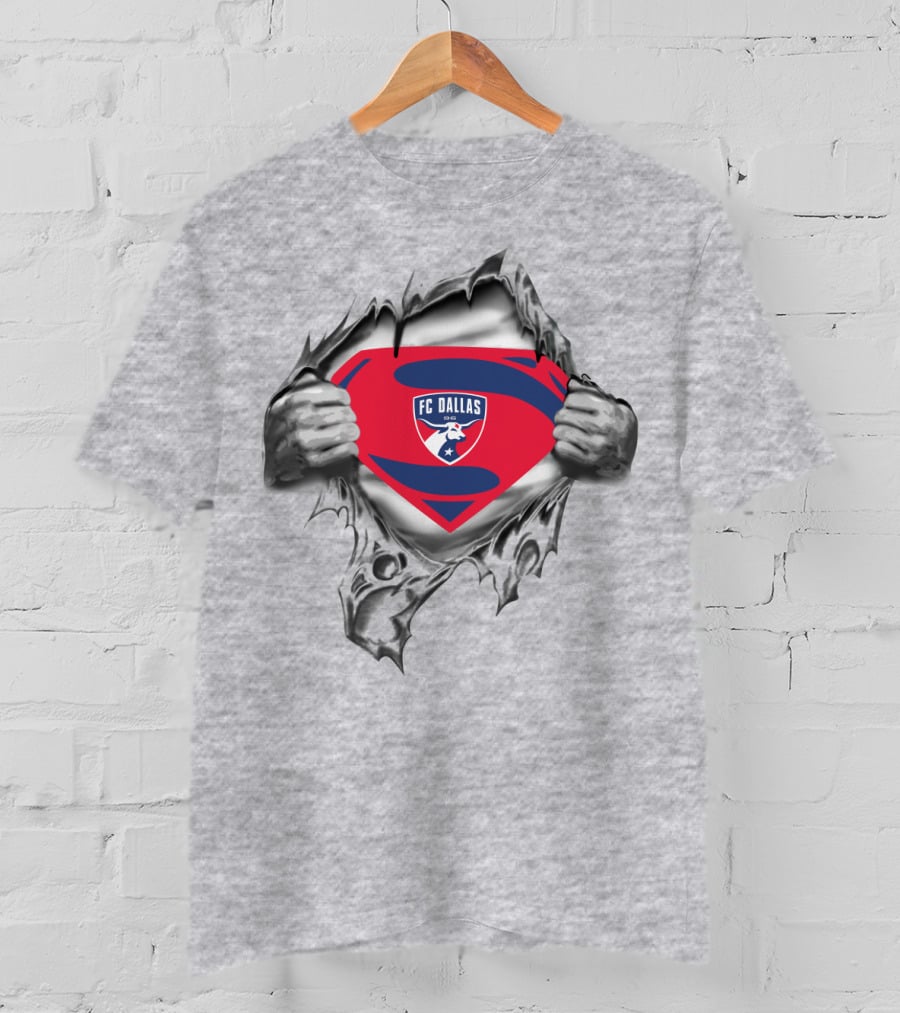 Fc Dallas Superman Logo Torn Fabric T-Shirt