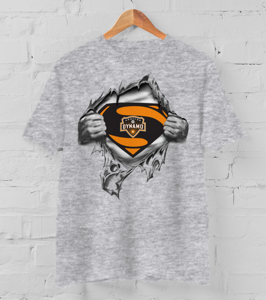 Superhero Houston Dynamo Logo Busting Through T-Shirt