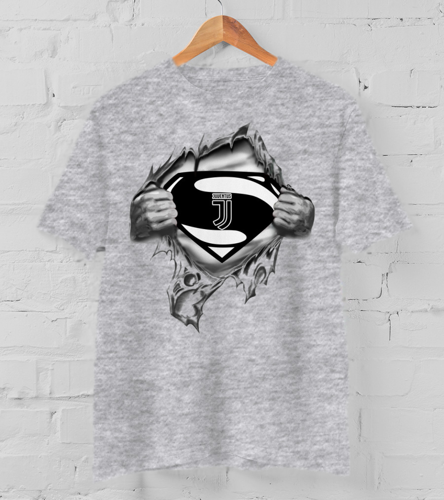 Juventus Superman Emblem Burst Through Steel T-Shirt