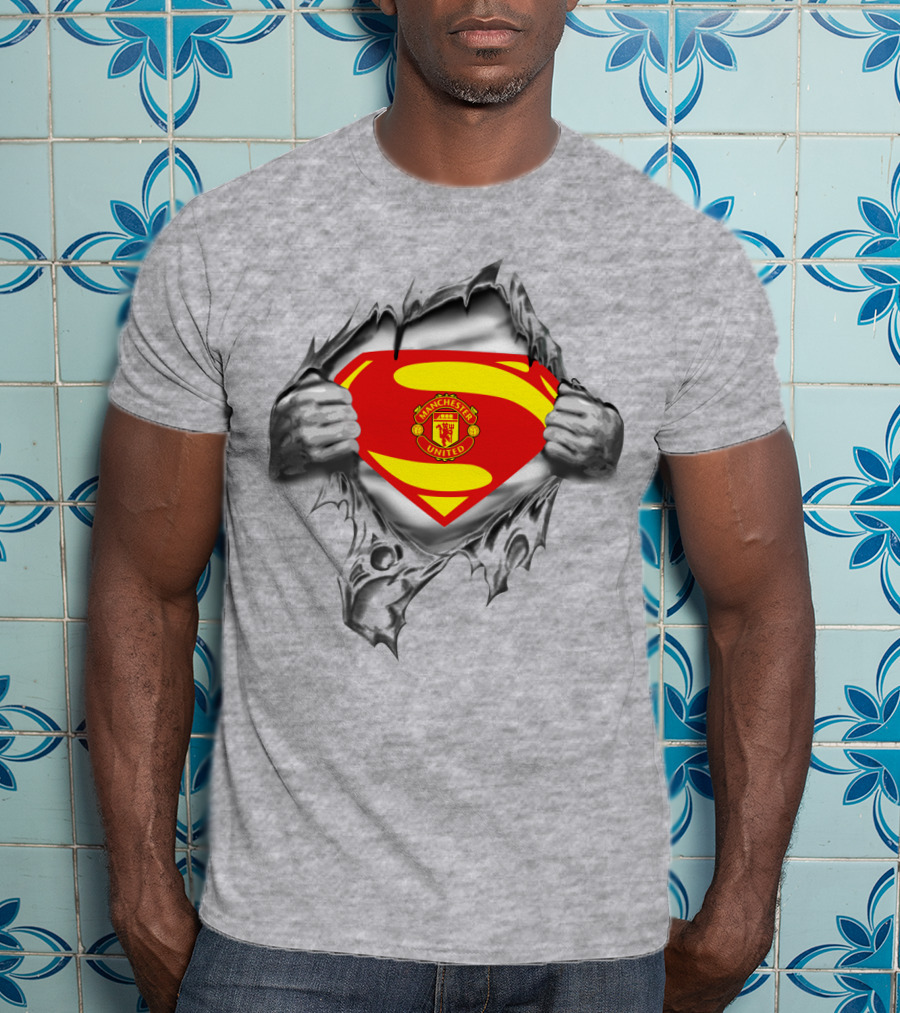 Superman Manchester United Crest Rip Open T-Shirt