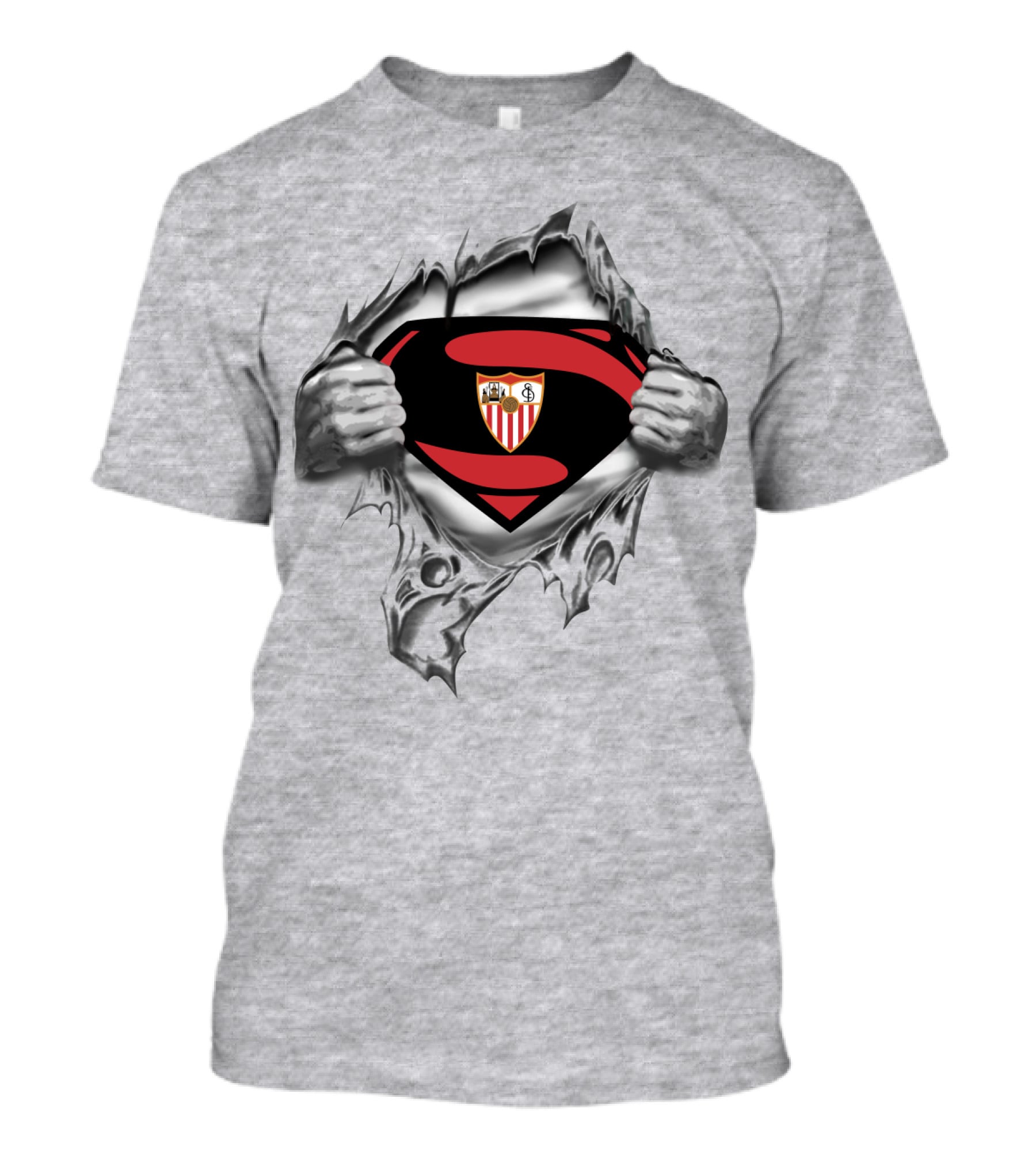 Sevilla Fc Crest Inside Superman Shield Tear-Through T-Shirt