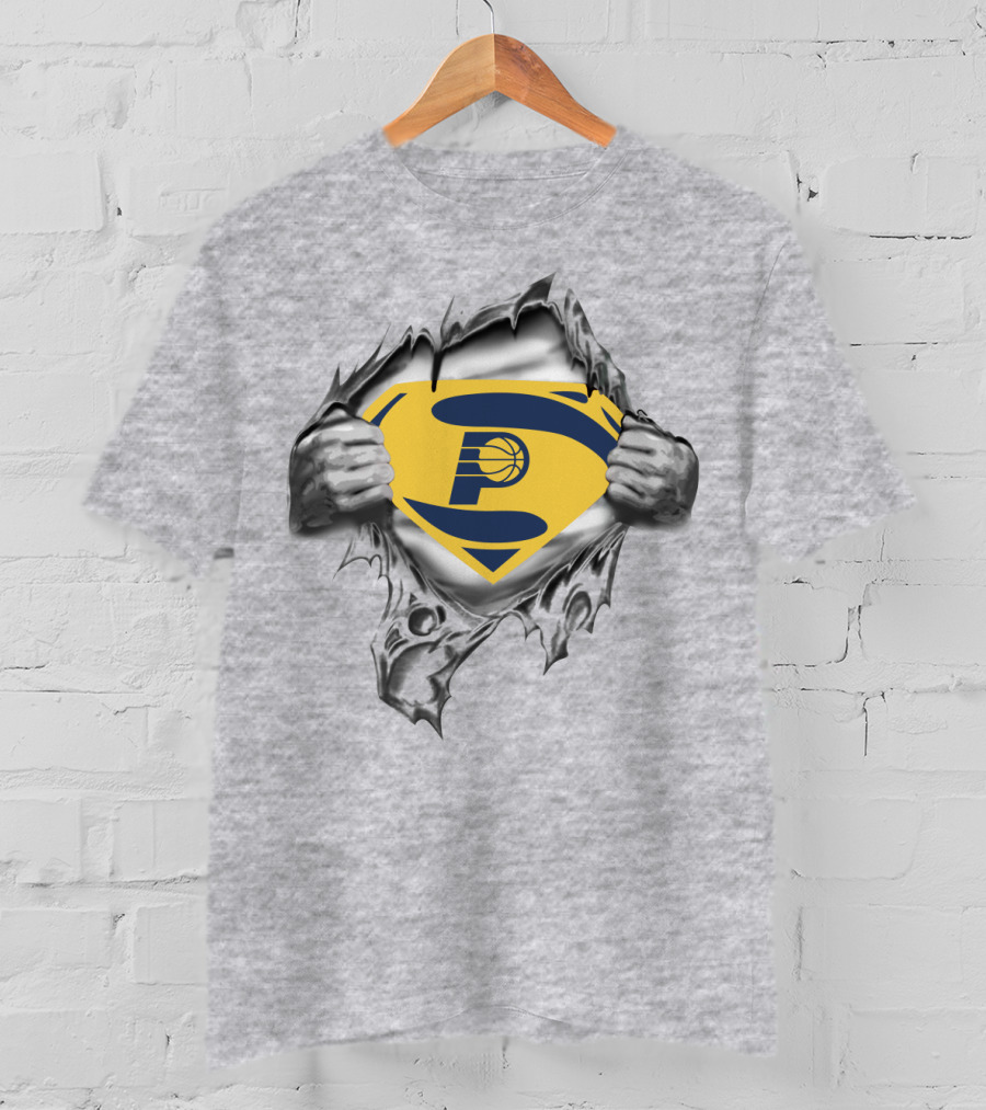 Indiana Pacers Logo Superman Style Peeking Through Torn T-Shirt