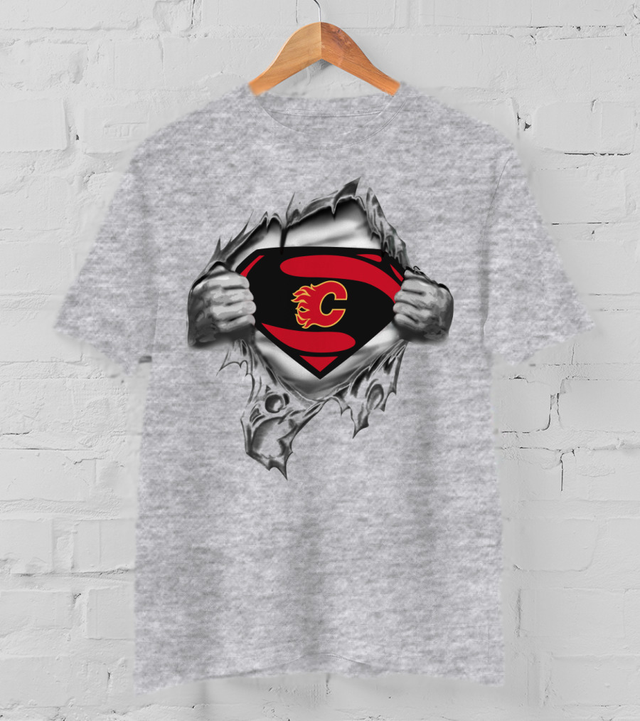 Calgary Flames Superman Logo Burst T-Shirt